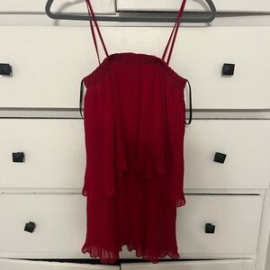 Analili Vibrant Red Pleated Dress
